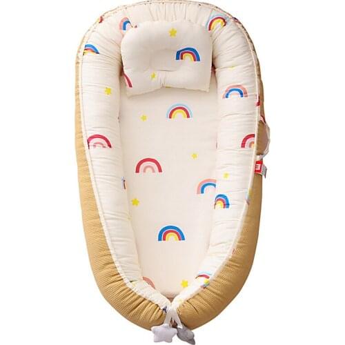 Breathable foldable removable and washable portable crib bed bionic full detachable baby pillow travel crib baby lounger premie