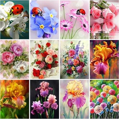 Flower DIY 5D Diamond Painting Full Round or Square Rhinestone Mosaic Diamante Embroidery Cross Stitch Wall Art Home Best Gift