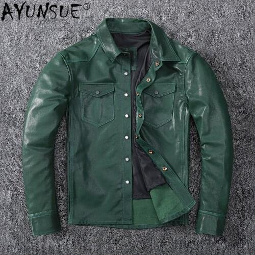 AYUNSUE Mens Sheepskin Coat 100% Genuine Leather Jacket Men Spring Autumn Korean Plus Size Chaqueta Cuero Hombre 2027 KJ5106