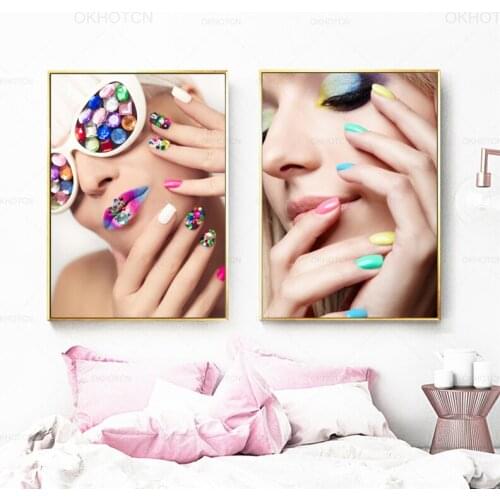Nail Polish Eye Shadow Wall Art Canvas Painting Fashion Girl Cosmetics Beauty Shop Decor Posters And Prints Wall Pictures