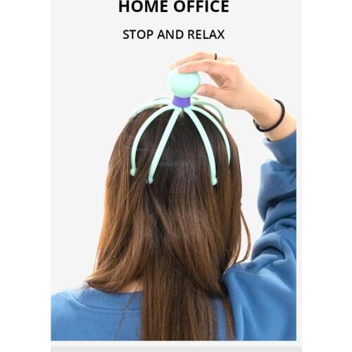 Head Scalp Massager Comb Neck Massage Roller Octopus Claws Magnetic Ball Relax SPA Hair Care for Hair Growth Stress Relief Rest