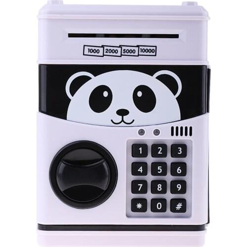 Lovely Cartoon Panda Electronic Password Piggy Money Bank ATM Cash Coin Can