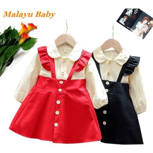 Sweet Infant Girls Casual Party Dresses Newborn Blouses And Straps Skirt Costumes Baby Princess Cute Clothing For 0-2 Years