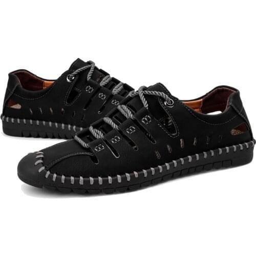 TaoBo New Spring Beach Sandals Shoes for Men Are Breathable Hollow Loafers with Soft Soles and Large Size Shoes for Men