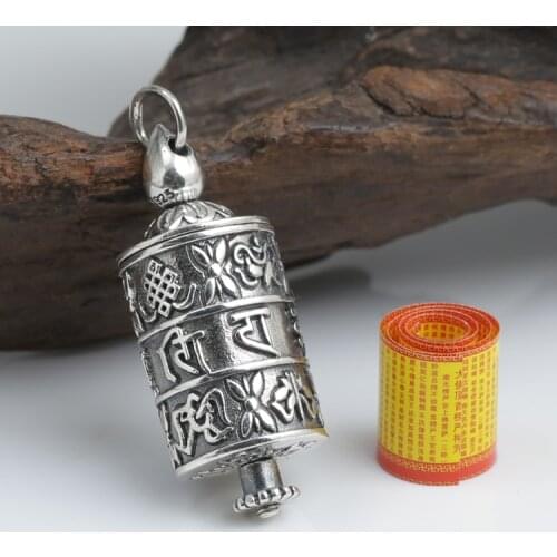 New! Vintage 925 Silver Tibetan OM Mantra Ghau Box Pendant Thai Sterling Silver Buddhist Symbols Gau Pendant Prayer Box Pendant