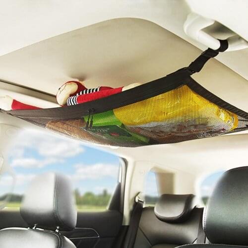 Portable Car Ceiling Storage Net Pocket Roof Interior Cargo Net Bag Car Trunk Storage Pouch Sundries Storage Organizer Cargo Net