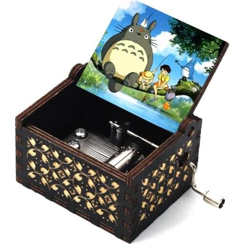 Dropshipping Hot Sale Wooden Hand Crank Music Box My Neighbor Totoro Music Box Valentines Day Birthday Present