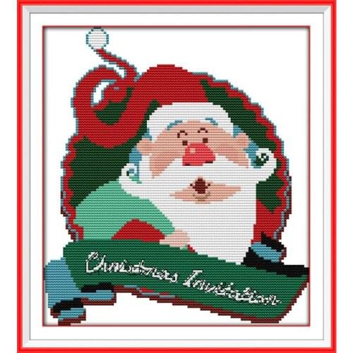 Merry Christmas (3) DIY Needlework 11CT 14CT Printed Counted Water Soluble Cloth Cross Stitch Kit for Home Christmas Decor &Gift