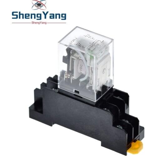ShengYang 1Pcs 12V 24V DC 110V 220V AC Coil Power Relay LY2NJ DPDT 8 Pin HH62P JQX-13F With Socket Base OK