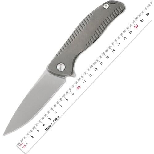 Green Thorn F95 R18 folding knife (3.75") D2 steel blade titanium handle outdoor camping hunting tool pocket kitchen supplies