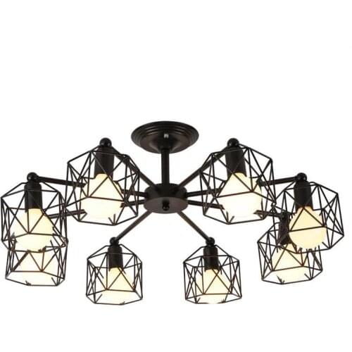 Modern Black Chandelier Lighting American Iron Cage Ceiling Lamp Light Fixtures Kitchen luminiare Bedroom Living Room Home decor