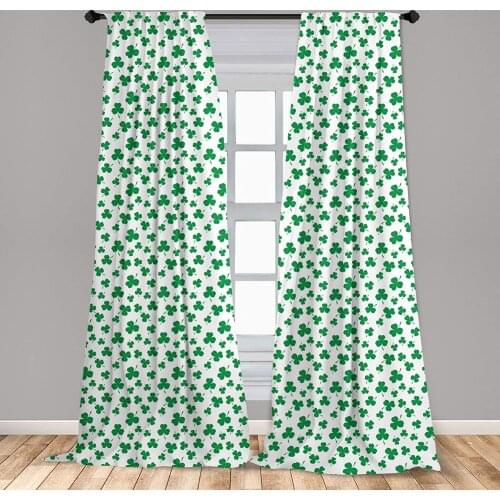 Shamrock Window Curtains St Patricks Day Lucky Irish Clover Traditional Holiday Design Window Drapes with Rod Pocket