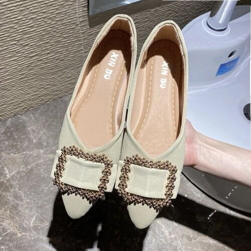 2021 New Flats Spring Autumn Loafers Slip on Lady Shallow Single Shoes Woman Shallow Mouth Flat Shoes Pointed Toe Zapatos Mujer