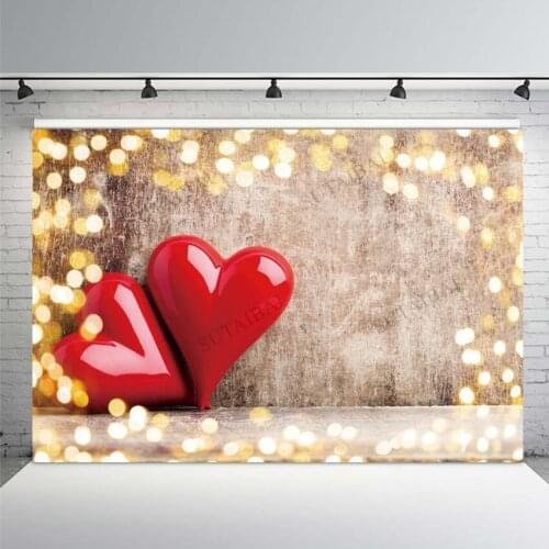 Old Wall Polka Dots Lighting Red Love Heart Photocall Decor Valentine Party Custom Photo Background Photographic Backdrop Vinyl