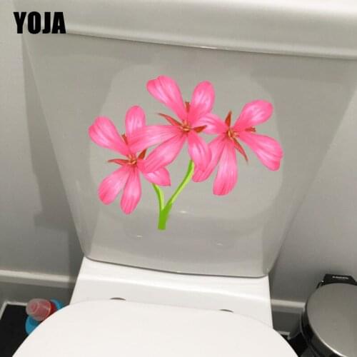 YOJA 23*18CM Pink Flowers Home Living Room Wall Decoration Bathroom Toilet Sticker T1-0558