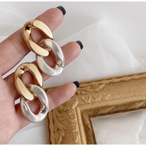 AOMU Women Fashion Metal Hit Removable Two Ways Earrings Gold Silver Color Chain Tassel Dangle Earrings for Girls Jewelry Gifts