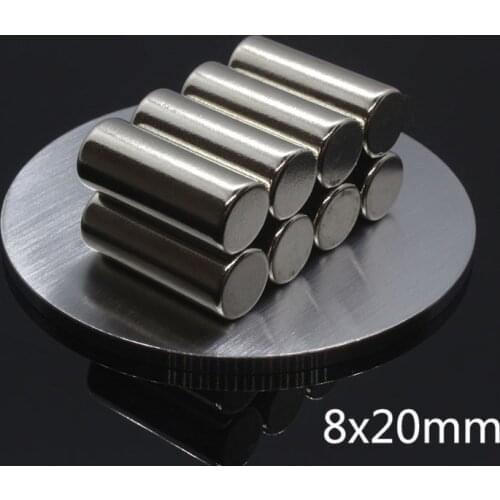 1Pcs 8 x 20 mm Super Strong Long Round Cylinder Magnets Rare Earth Neodymium 8mm x 20 mm N35 ndfeb powerful permanent imanes