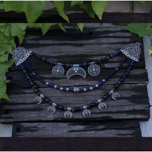 1pcs Viking Dress Jewelry, Viking Kette, Lapis Jewelry, Tribal Jewelry, Ethnic Jewelry, Bohemian Moon, Unique Gift For You