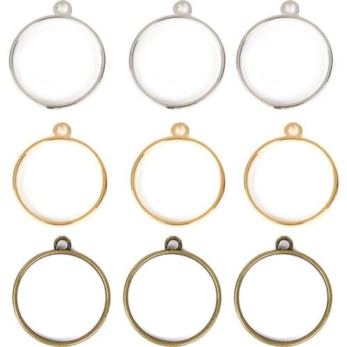 10pcs/Lot 25mm Round Open Bezel Pendant Frame Hollow Blank Base Setting For DIY Pressed Flower Charms Jewelry Making DIY Crafts