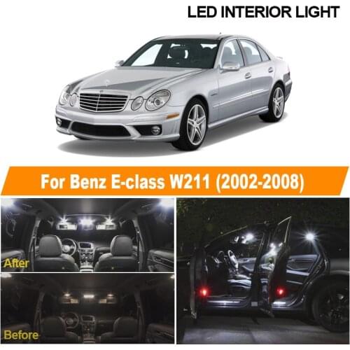 18pcs White Canbus LED Interior Reading Lights Vanity Mirror Bulb Kit For 2002-2008 Mercedes Benz E class W211 E320 Trunk Lamp