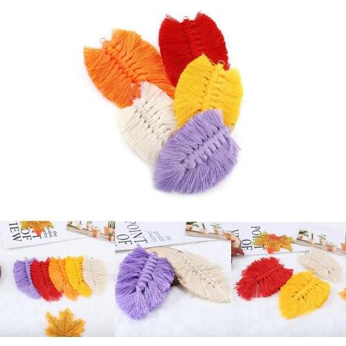 2/6Pcs Braided Tassels Leaves Shape Silk Tassel For DIY Bracelet Key Earring Pendant Jewelry Mobile Phone Accessories Tools