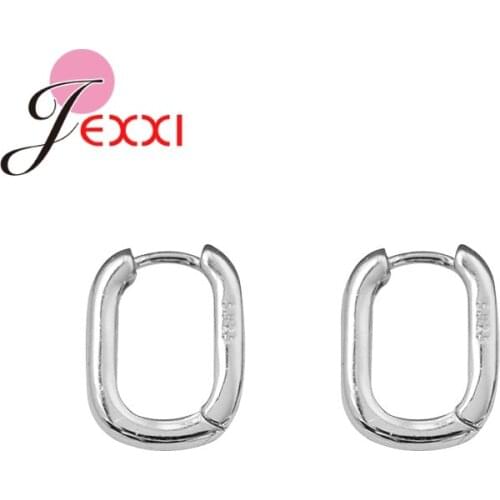 2 Colors Option Hoop Earrings For Women Genuine 925 Sterling Silver Engagement Wedding Statement Jewelry Gift Simple Design