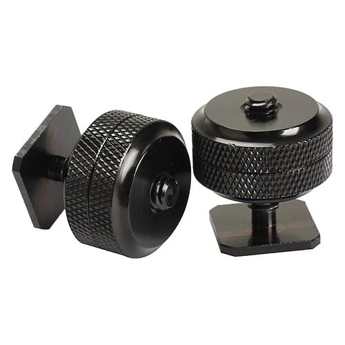2PCS 1/4 Tripod Screw to Camera Flash Hot Shoe Mount Adapter Aluminum Metal Screw Adaptor Camera Accessories Black
