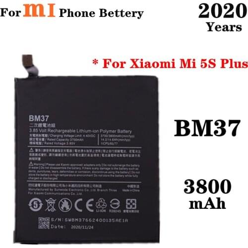 2020 years For Xiaomi Mi 5S Plus Mi5S Plus Replacement Batteries 3800mAh BM37 High Quality Lithium Polymer Phone Battery
