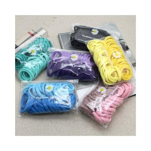 50Pcs Girls High Elasticity 4cm Medium Thick Rolled Towel Hair Rope Candy Solid Color Rubber Band Ring Ponytail Holder