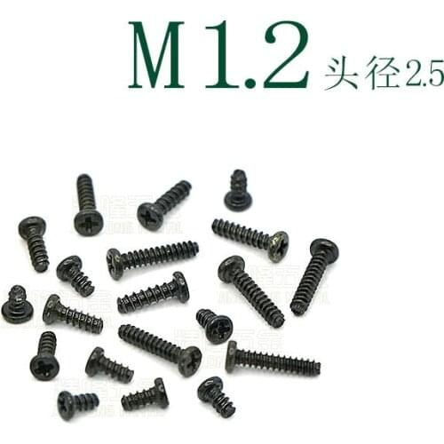 500pcs/lot PB1.2*2/2.5/3/3.5/4/4.5/5/6/7mm D=2.5mm Pan head philips self tapping screws for plastic black zinc plated M1.2 PB1.2