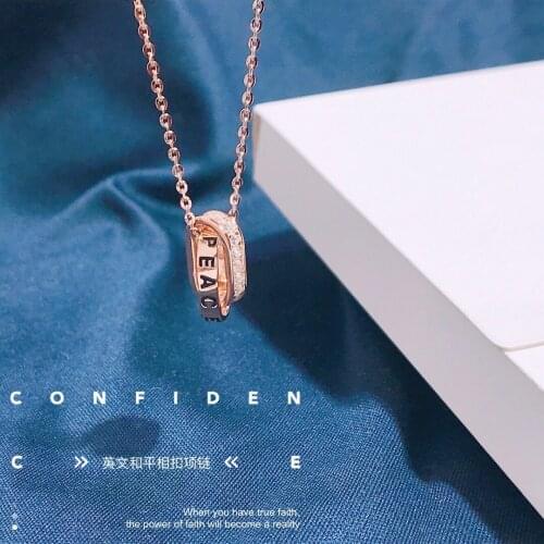 925 sterling silver necklace PEACE rose gold diamond necklace Unisex jewelry gemstone necklace fine jewelry Hiphop Rock