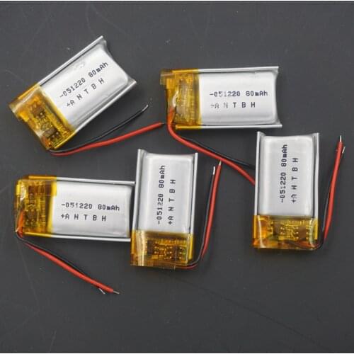 XINJ 5pcs 3.7V 80mAh Li-Po Polymer Battery 501220/051220 For bluetooth earphone 3D classes mp3 Record pen speaker smart watches