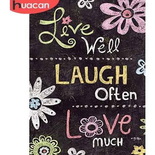 HUACAN Diamond Painting Text Scenery Full Square/round Mosaic Embroidery Blackboard Flower Wall Stickers Diamond Art