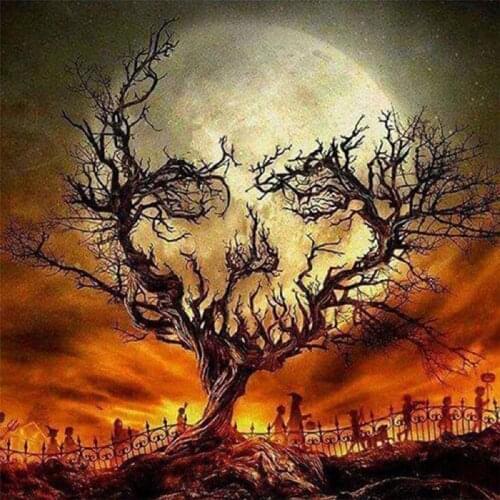 Diamond painting full diamond, DIY embroidered painting wall stickers, used for wall decoration Skeleton Tree Skull Tree