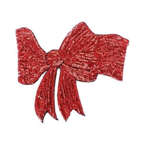 Large Bowknot Sequined Patches for Clothes T-shirt DIY Sew on Patches 32x28cm Decorative Parches Sewing Repair