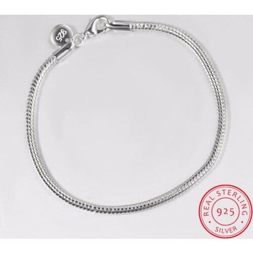 925 Sterling Silver Bracelets 3mm 4mm Snake Bones Bracelets Bangles For Men and Women Jewelry S-B36