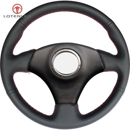 LQTENLEO Black Genuine Leather Steering Wheel Cover for Toyota RAV4 Celica IS200 IS300 1998-2005 Corolla Matrix MR2 2000-2008