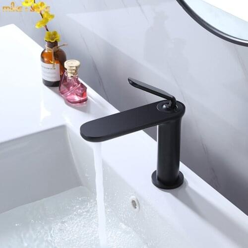 Bathroom black faucet frosted matte black basin mixer hot and cold single handle basin tap sink faucet gold crane