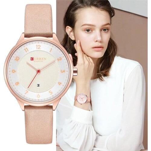 CURREN Brand Luxury Women Watches 2021 Ladies Wristwatch Ultra thin Quartz Leather Watch Woman Rose Gold Clock Relogio Feminino
