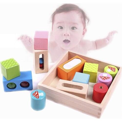 Kids Toys Sound Color Sense Blocks Wooden Enlightening Stacking Blocks Children Teaching Aids Education Toy