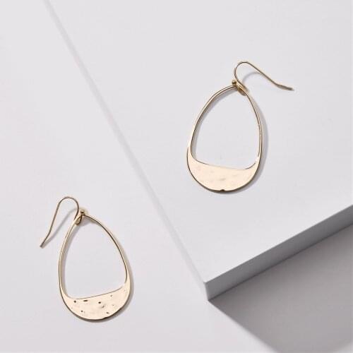 E7135 ZWPON Copper Materials Hammered Cutout Teardrop Earrings for Women 2020 New Arrival Boutique Earrings Wholesale