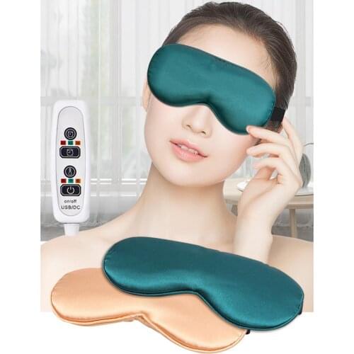 USB Electric Heated Silk Eye Mask Moxa Heating Relieve Dark Circles Double-Side Shading EyeShade Sleeping Eye Mask Cover