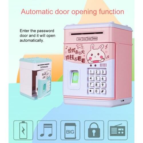 Electronic Piggy Bank Music Fingerprint Sensor Password Cash Box Cash Coin Savings Box ATM Safe Piggy Bank Gift