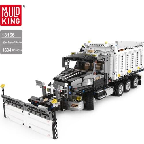 Mould King Moc Snow Removal Car Truck Assembling Bricks Snow Pusher Vehicle Set Building Blocks Kids Toys Boys Birthday Gifts