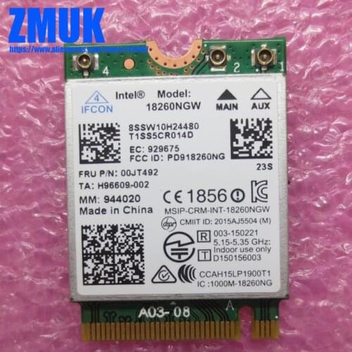 Intel Wireless-AC 18260NGW NGFF Bluetooth WiFi Card For Lenovo Thinkpad T460 X1 CARBON(20FB 20FC) Series,FRU 00JT492 SW10H24480