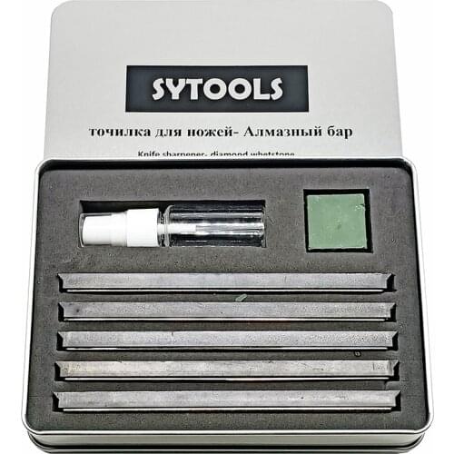 Whetstone Storage box 5pcs diamond whetstone bar + 30g Polishing wax +20ml Oil Bottle Tinplate iron knife sharpener stone