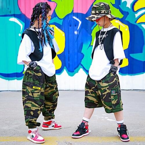 ChildrenS Hip-Hop Dance Costumes Camouflage Suit Boys Girls Jazz Performance Costumes Street Dance Outfits Stage Wear DQS7189