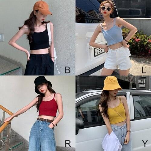 Summer Women Solid Color Vest Sexy Simple Short Slim Sweet Square Collar Fashion Tops Hot