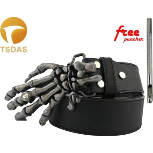 Mens Luxury Metal Belt Buckle New Year Gifts Fashion Skull Hand Belt Buckle With Diamond Free Shipping