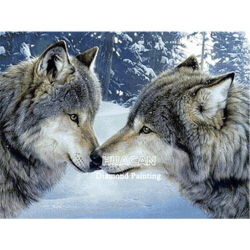 Wolf Snow Animal DIY Cross Stitch 11CT Embroidery Kits Needlework Craft Set Cotton Thread Printed Canvas Home Design